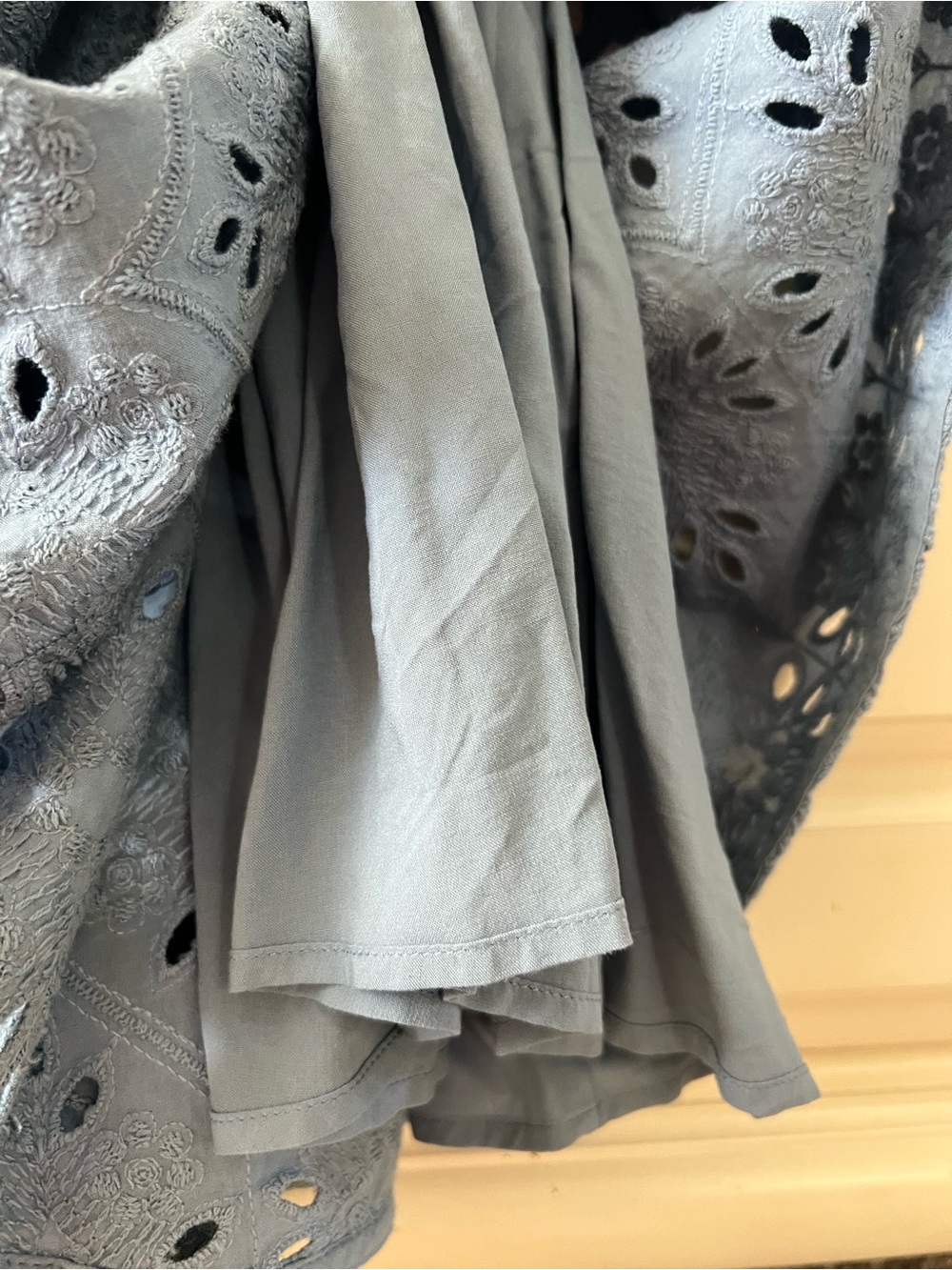 Sezane Bella Dress in Bleu Vintage, Eyelet Maxi w/ Tie Waist, size 36 - Picture 9 of 16